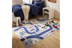 SLEEP ZONE Kids Rugs for Playroom, Area Rugs for Bedroom Girls and Boys, Washable Nursery Rug Carpet, Non Slip Rug Play Mat for Playing with Cars, City View, 4X6 Feet