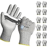 Schwer 12 Pairs ANSI A5 Cut Resistant Work Gloves, Cut Proof Gloves with PU Coating, Used for Metal Fabrication, WoodWorking, Construction, Non Slip, Durable, XS, CR3088