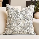 Alerfa Beige Neutral Floral Pillow Cover 20 x 20 Inch, Vintage Chenille Square Couch Pillow Cover Soft Decorative Farmhouse Accent Pillowcase for Living Room Bedroom