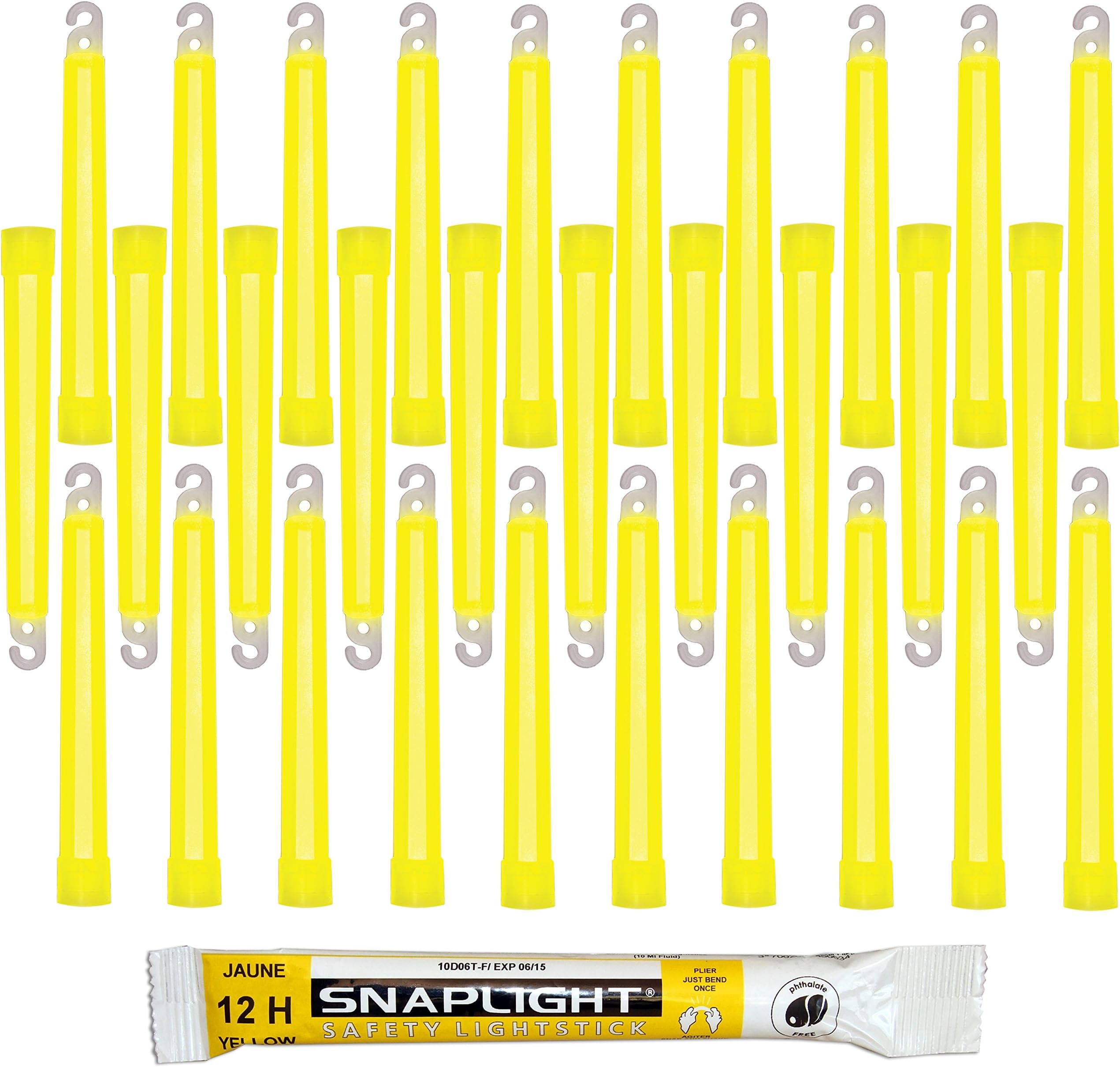 CyalumeSnapLight Yellow Light Sticks – 6 Inch Industrial Grade, High Intensity Glow Sticks with 12 Hour Duration (Pack of 30)