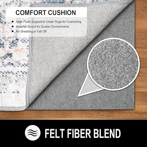 TREETONE RUG PAD – 4′ X 6′ – 1/8″ THICK – DUAL SURFACE FELT + RUBBER GRIPPER – LUXURIOUS CUSHIONED RUG PAD – SAFE FOR ALL FLOORS AND FINISHES INCLUDING HARDWOODS