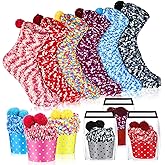 Hicarer 6 Pairs Valentines Fuzzy Cupcake Socks Gifts for Women Girl Teacher Coworkers DIY Fluffy Warm Socks Winter