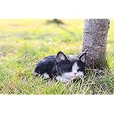 Hi- Line Gift 87699-B Kitten Sleeping Black & White Cat Statue