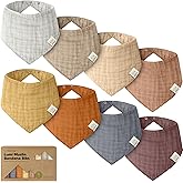 KeaBabies 8-Pack Muslin Baby Bibs for Boys, Girls - Muslin Bandana Drool Bibs for Baby Girl & Boy, Drooling Newborn, Teething Toddler, Infant 0-36 Months, Soft Cotton Extra Absorbent (Spice)