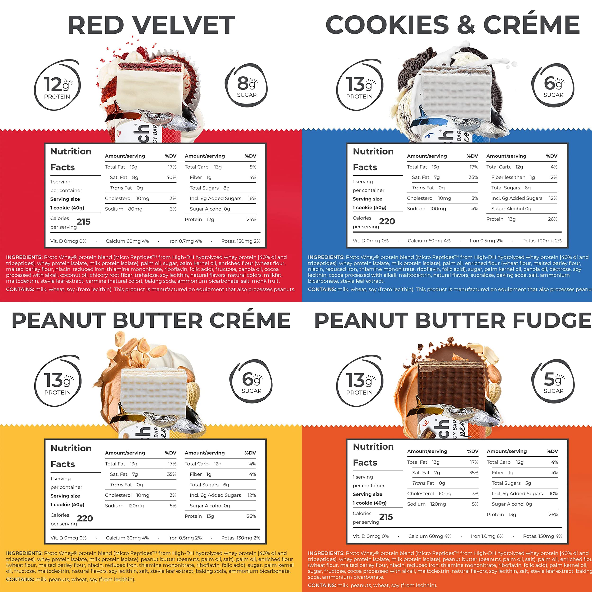 Power Crunch Protein Bars Variety Pack - High Protein, Low Calorie, Low Sugar Snack Bar - Variety Snack Box (Pack of 16) 1.4 oz Bar