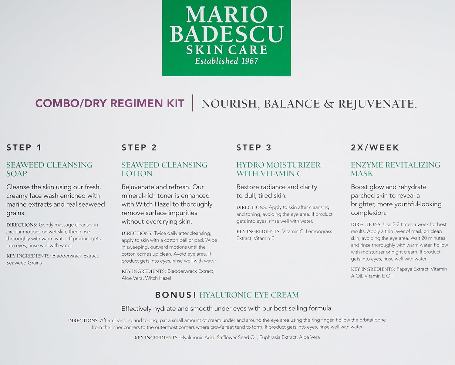 Mario Badescu Combo/Dry Regimen Kit: Premium Beauty