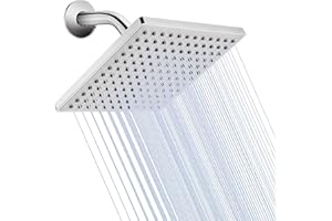 Singing Rain 8'' Fixed Rain Shower Head- Rainfall- Super Dense 120+ Nozzles Jet- Luxury Modern Look– Square Chrome Angle Adju