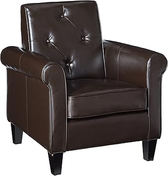 Amazon Com Christopher Knight Home Isaac Tufted Leather Club Chair Chocolate Brown Furniture Decor