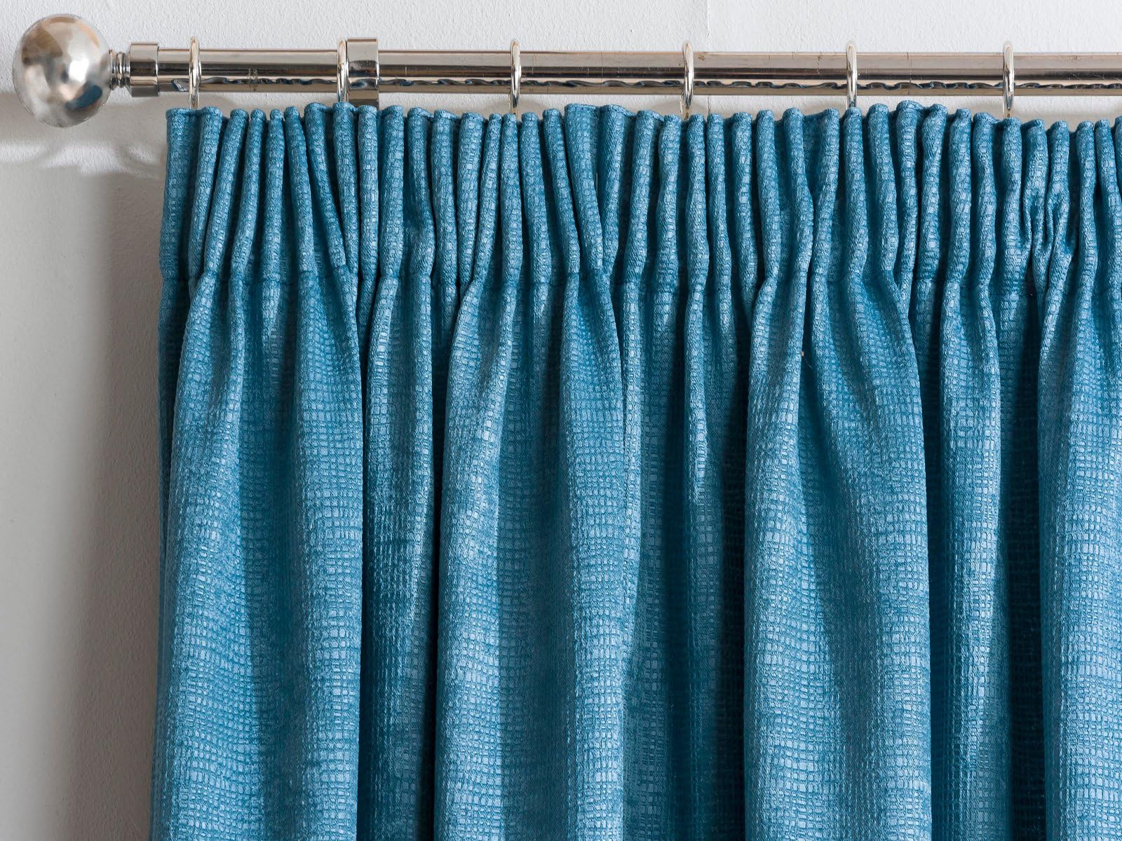 QPC DirectPair of Plain Textured Woven Effect Thermal Blockout Curtains 3" Pencil Pleat Tape Top (66" x 90" [168 x 228cm], Teal)