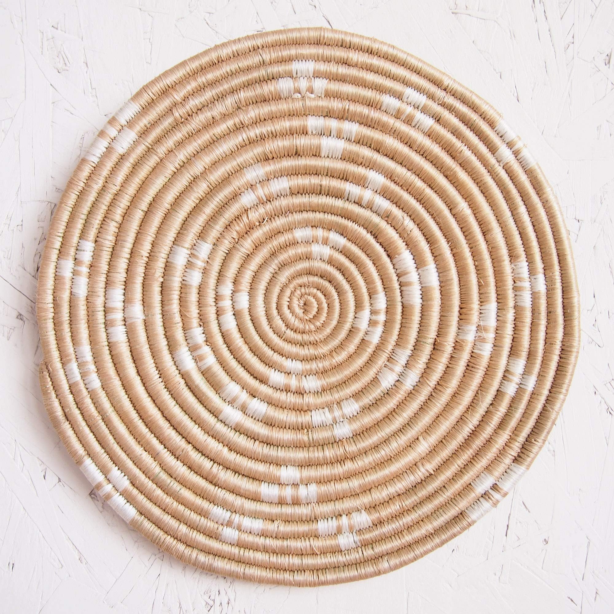 African Woven Trivet- Ntamba/Rwanda Trivet/Sisal & Sweetgrass/Tan, White