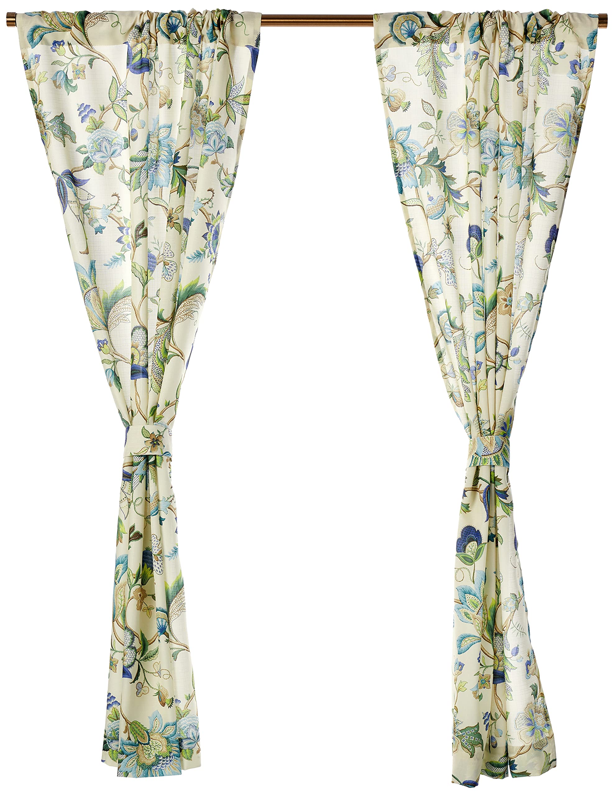 Ellis Curtain Brissac Tailored Panel Pair with Tiebacks, 70 x 63, Blue