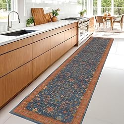 Navy Blue Washable Hallway Runner Rug 2x10 Non Slip