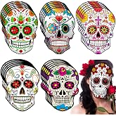 Spiareal 30 Pcs Day of the Dead Skull Masks, Halloween Paper Sugar Skull | Colorful Floral Designs for Women Men Parties, Dia De Los Muertos Themed, Mexican Skeleton Costume Party Supplies Decorations