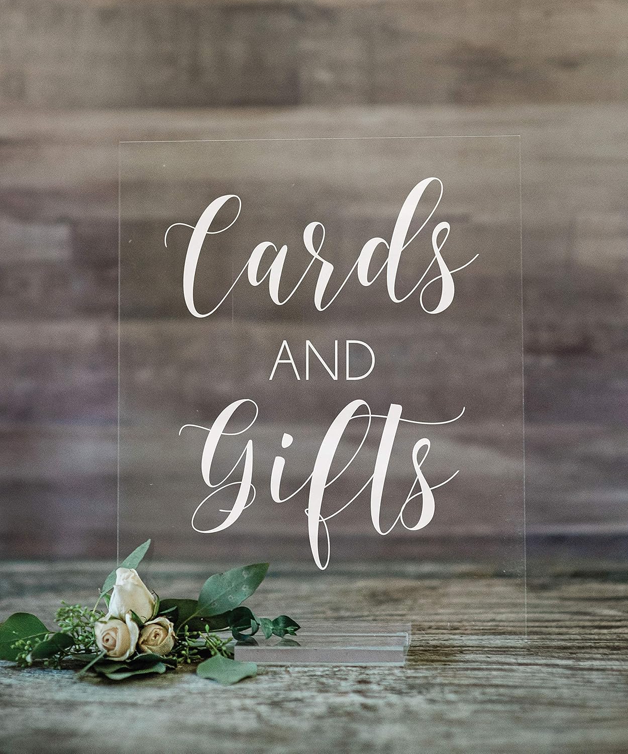 Mixed Media - Cards and Gifts Acrylic Sign With Acrylic Base | 8x10 Lucite Wedding Decor | Acrylic Wedding Cards Table Sign (8X10, Clear Acrylic Stand)