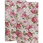 Gnhkmw Retro Pink Red Rose Flowers Hand Towel for Bathroom Set of 2,Watercolor Rose Floral Bathroom Hand Towel Fingertip Towel,Soft Absorbent Decorative Guest Towel for Hotel Home