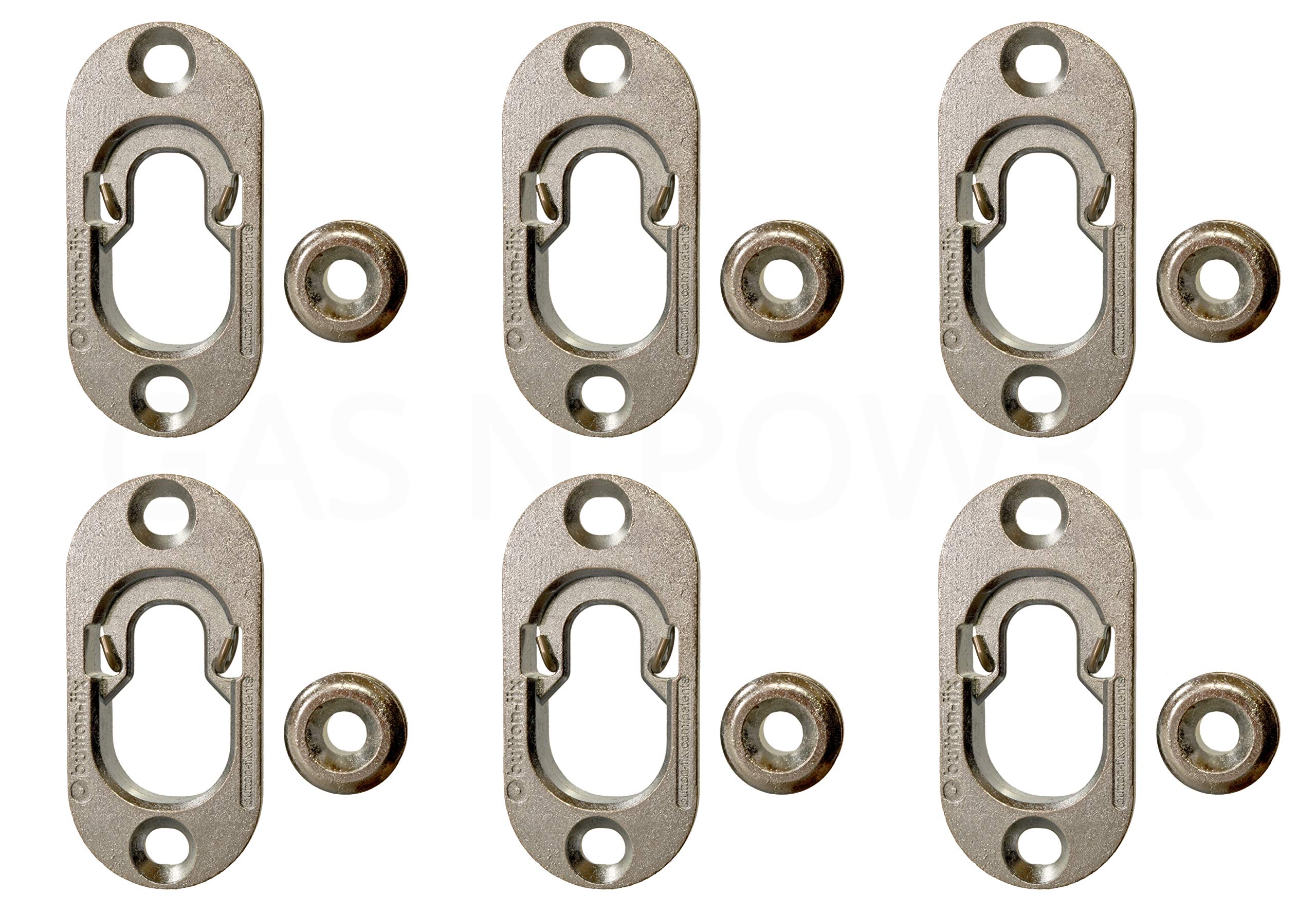 Button Fix Type 1 Metal Fix Bracket Fixing with Stainless Steel Retaining Spring for Fire Retardant Panels, Marine Interiors, Vibration & Shock Tested x6