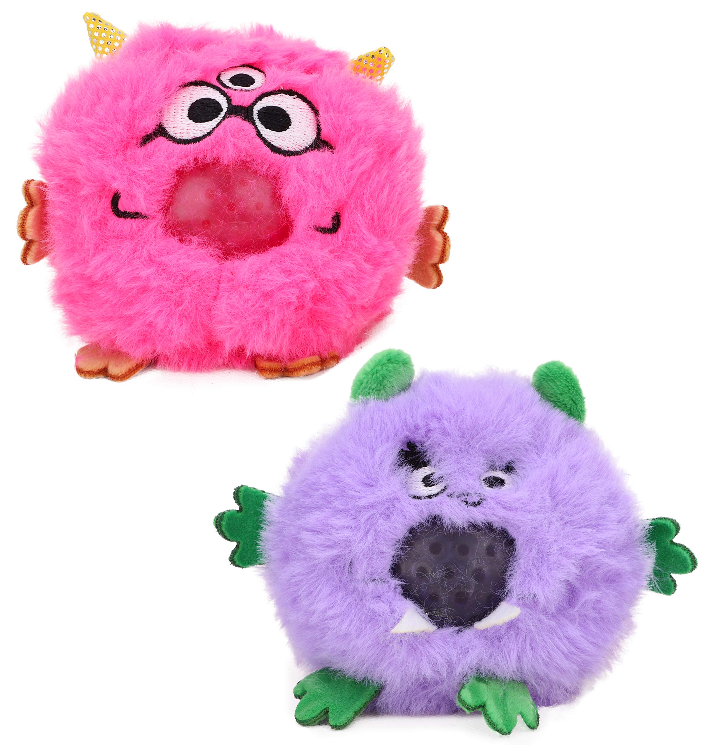 Toyland® 8cm Furry Monster Jelly Squeezers - Children's Novelty Toys (PINK OR PURPLE)