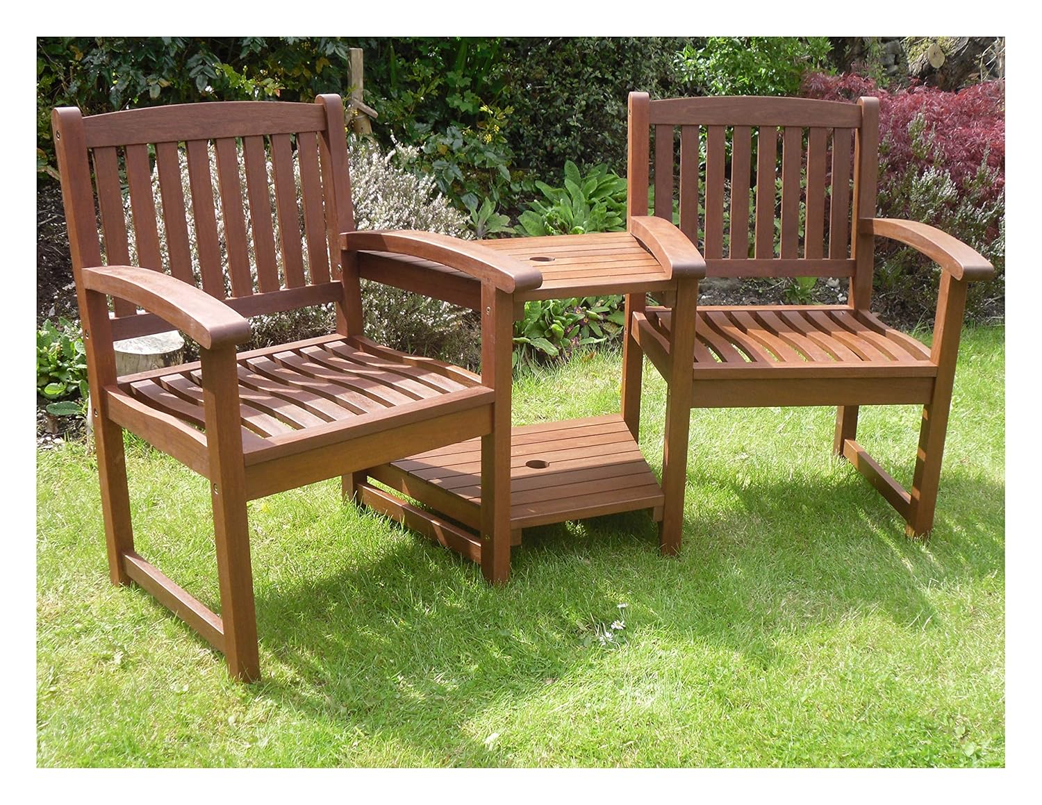 Henley Hardwood Garden Bench Companion Set Love Seat Great Outdoor