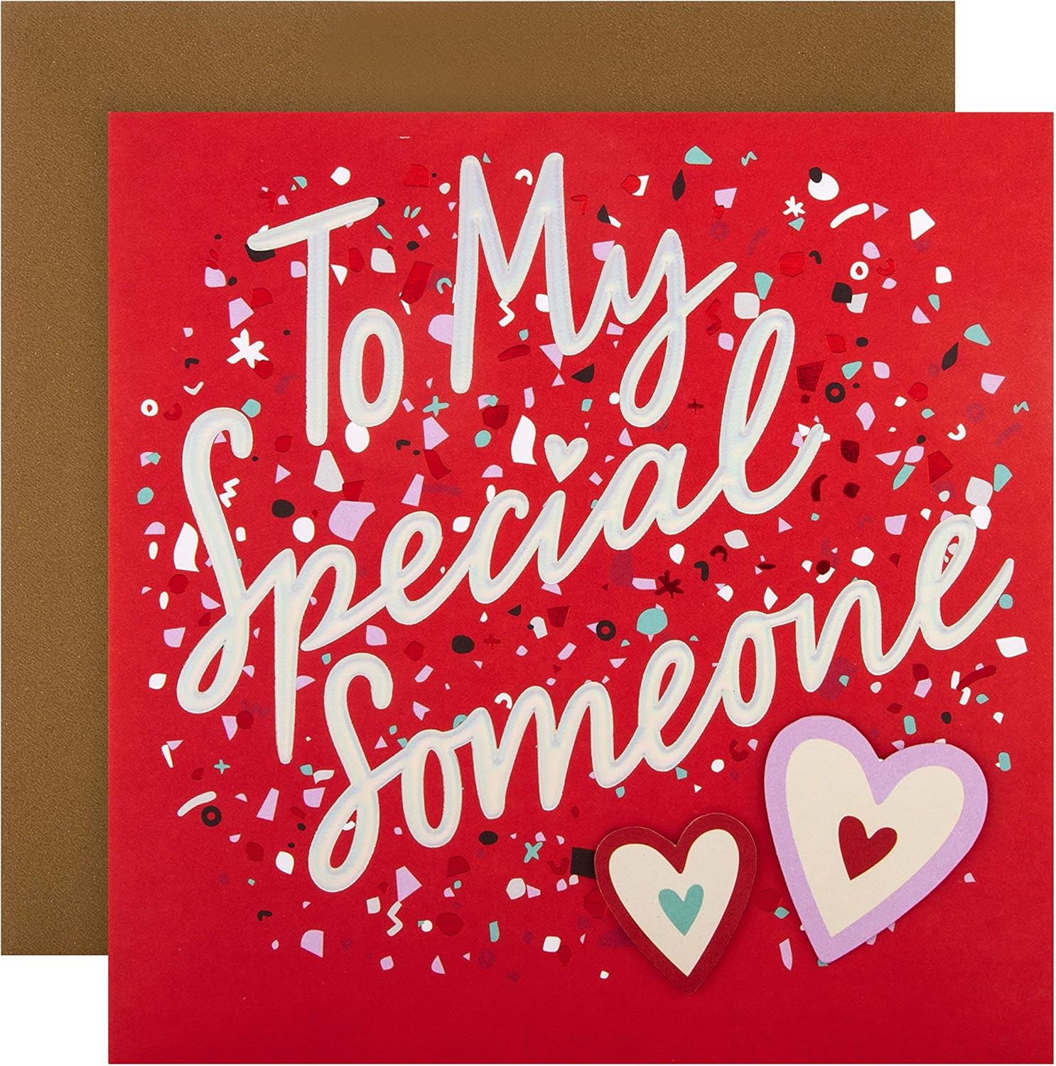 Hallmark Valentines Day Card for Someone Special Embossed Illustrated Design with Positive Quote, Red, Red & White, 16 cm by 16 cm