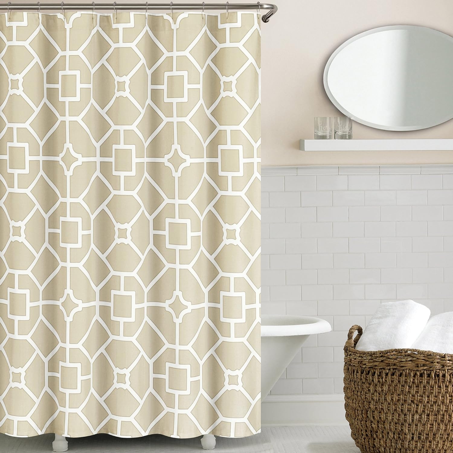 Echelon Home Gramercy Shower Curtain, Birch