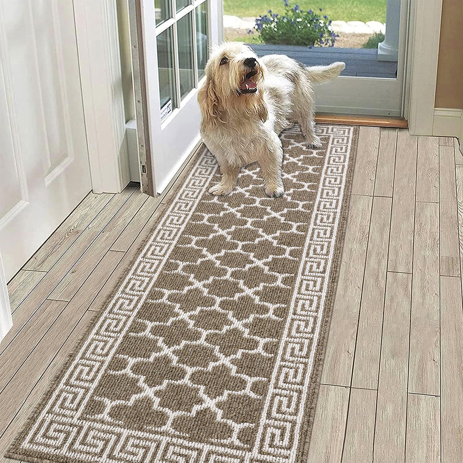 SHACOS Runner Rug Non Slip 50x150 cm Hallway Hall Runners Washable Narrow Rug Kitchen Rugs Carpet Runners for Hallway Kitchen Entryway, Brown