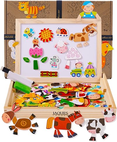 Jaques of London Farm Magnetic Drawing Board Kids Wooden Toys Farm Animals