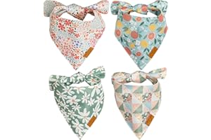 Remy+Roo Spring Dog Bandanas - 4 Pack Taylor Set | Premium Durable Adjustable Polyester Fabric | Patented Shape Girl Dog Bandana, Floral Bandana for Dogs (Large)