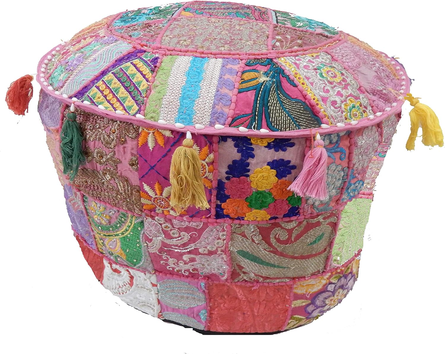 iinfinize Juego de 2 Piezas de puf de algodón Redondo Hippie Patchwork