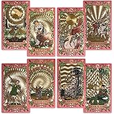 EGCUQ 78 Pink Tarot Cards with Guide Book,Gold Foil Rider Waite Tarot Deck PVC for Beginners to Expert (Pink)
