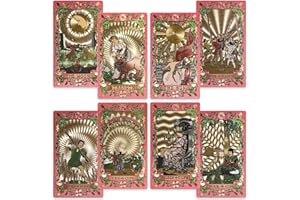 EGCUQ 78 Pink Tarot Cards with Guide Book,Gold Foil Rider Waite Tarot Deck PVC for Beginners to Expert (Pink)