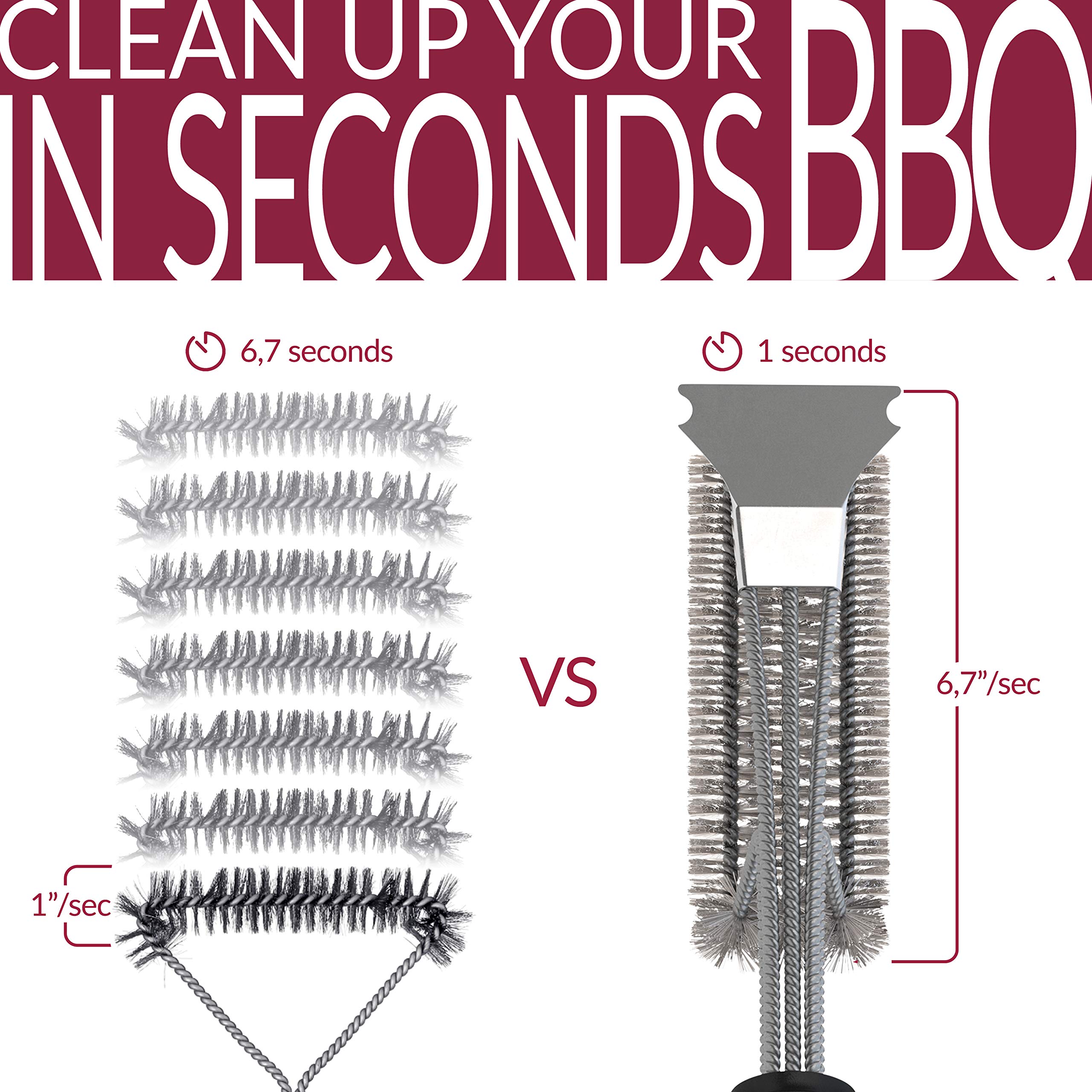 Grill Brush  and  Scraper - BBQ Tools  and  Grilling Accessories - Barbeque, Flat Top  and  Griddle Cleaner