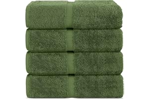 Chakir Turkish Linens 100% Cotton Premium Turkish Towels for Bathroom | 30'' x 60'' Large Bath Towels (4 Piece, Moss)