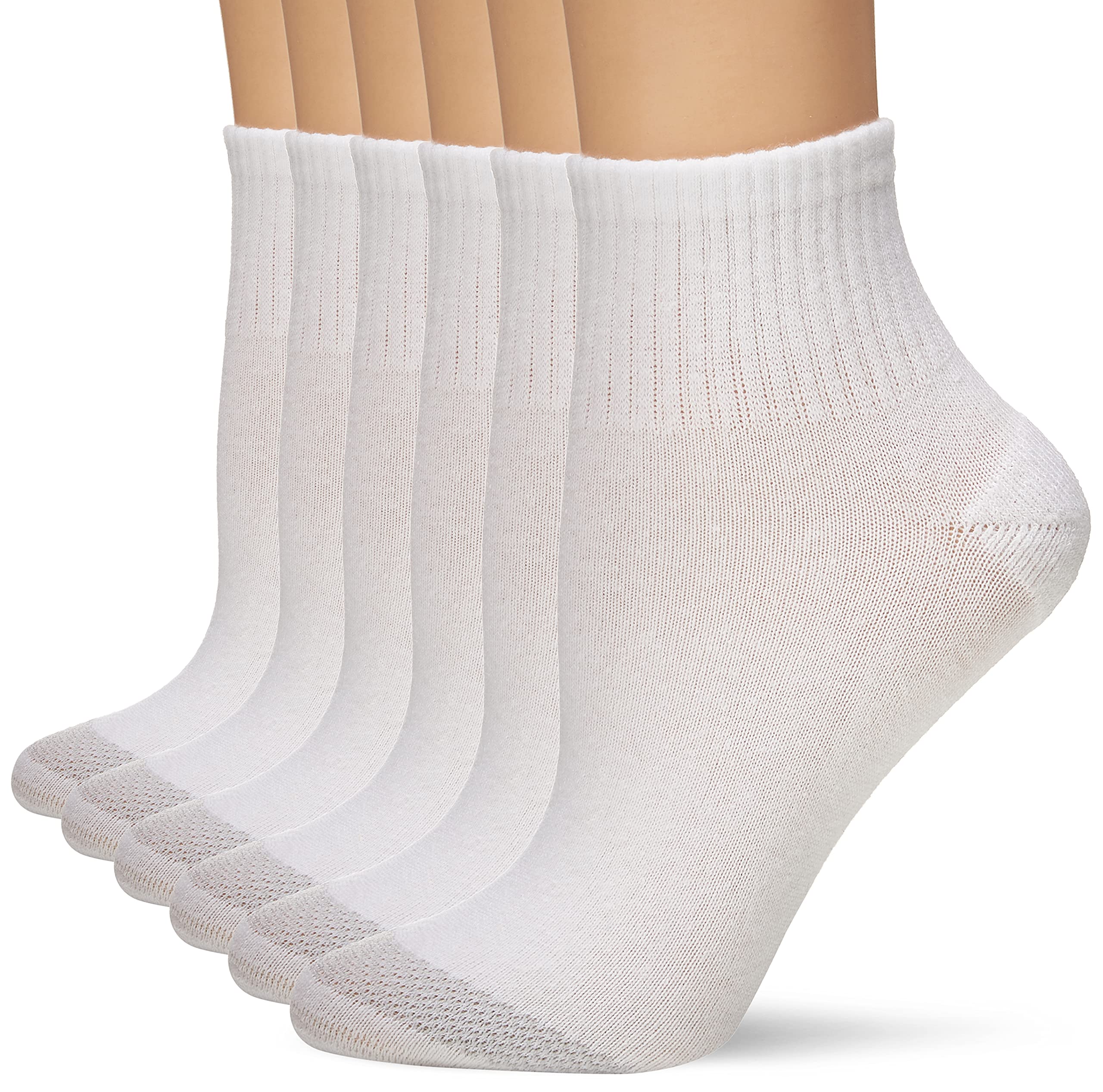 Photo 1 of Hanes-womens Cool Comfort Toe Support Ankle Socks, 6-pair Pack Casual Sock, White/Grey Vent, One Size US