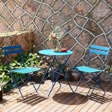 Grand Patio 3 Piece Folding Bistro Set Peacock Blue Weather Resistant view 2