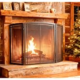 FireBeauty 3‑Panel Wrought Iron Fireplace Screen 48x30 Inch Black Guard | Foldable Compact Storage, Spark Protection For Home Fireplace, Wide Fire View For Indoor Use