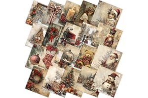 Ganeen 60 Pcs 10 x 10 Inch Vintage Christmas Quilting Fabric Squares Santa Snowman Fat Patchwork Precut Strips Watercolor Nutcracker Fabric Bundles for Winter Xmas DIY Craft Sewing Handmade Material