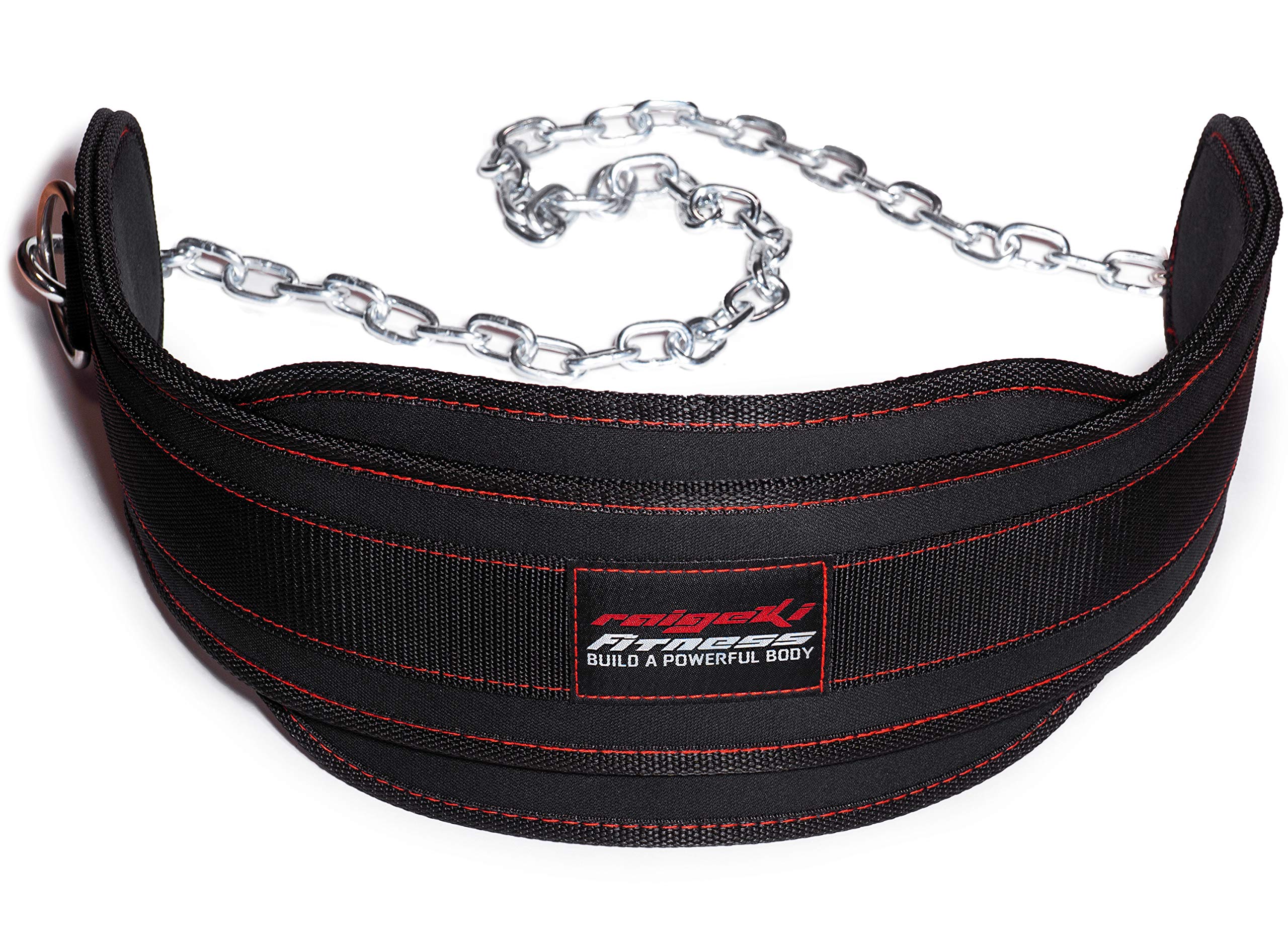 Raigeki Fitness Dip Belt with Chain, 106 cm Steel Chain, (+ Training Plans) - Weights Belt for Strength Training, Bodybuilding, Weightlifting & Pull-Ups for Women and Men