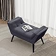 Alunaune Velvet Tufted Ottoman Bed Bench for Bedroom End of Bed Bench Ottoman, Upholstered Small Entryway Bench Modern Storage Footstool Bench with Wooden Legs-Dark Gray
