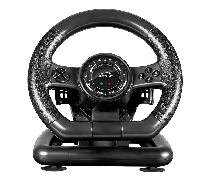 Speedlink Black Bolt Racing Wheel USB - Gaming Lenkrad für PC / Computer (Gas- und Bremse-Pedale, Schaltwippen - Vibration, 1