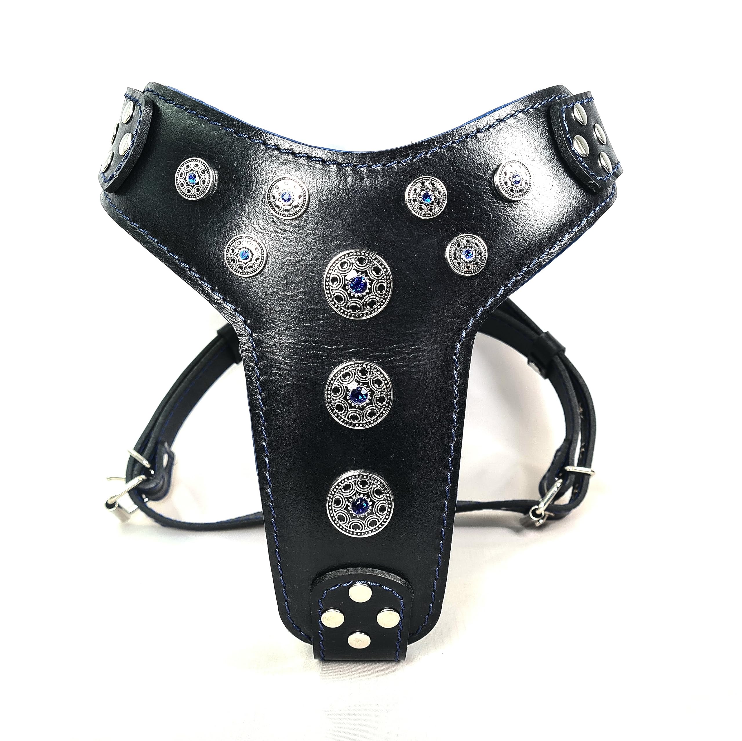 Bestia Bijou Genuine Leather Studded Dog Harness for Medium to Large Breeds