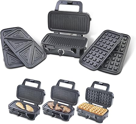 Heska Appareil A Croque Monsieur Panini Gaufrier Et Gril Premium