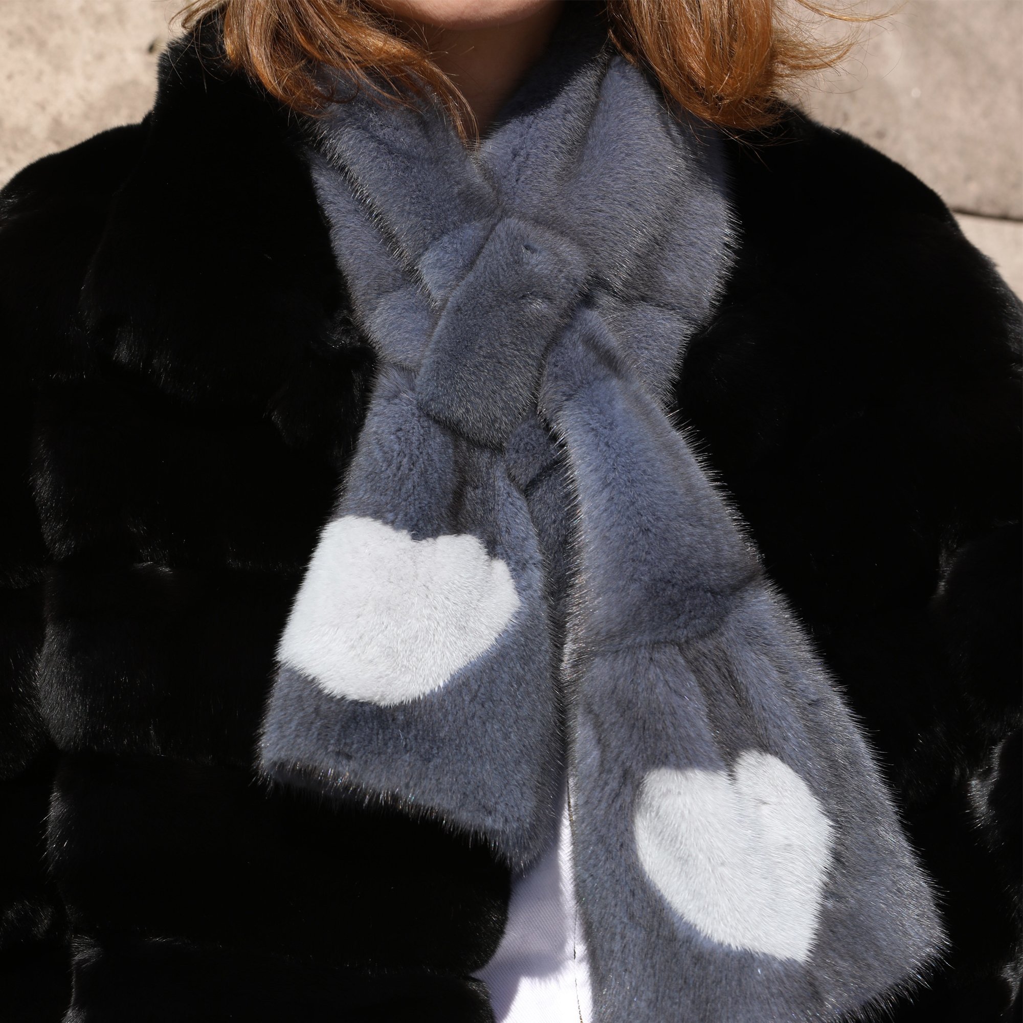 Mink fur scarf, heart-shaped pattern scarf Designed By lolo luxury furs