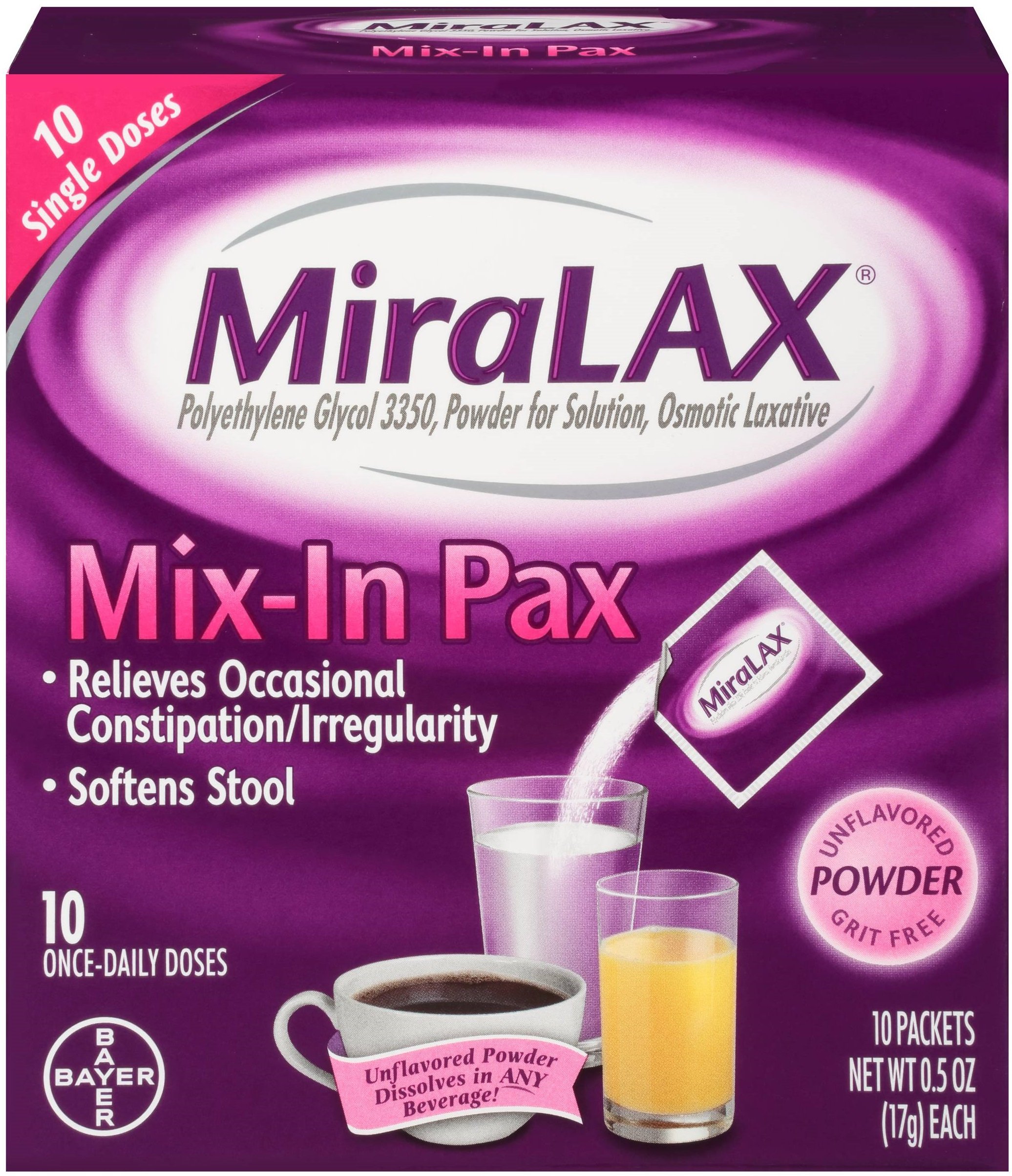 MiraLAX Laxative Powder 2 Bottles, 45 Daily Doses Each