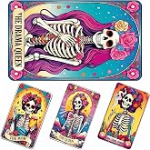 4 Pack Sugar Skull Tarot Style Card Skin Stickers, Waterproof PVC Decorative Decals for Debit Cards, Bus Transit Metro Cards,Unique Gothic Holiday Gift for Women & Spooky Art Fans