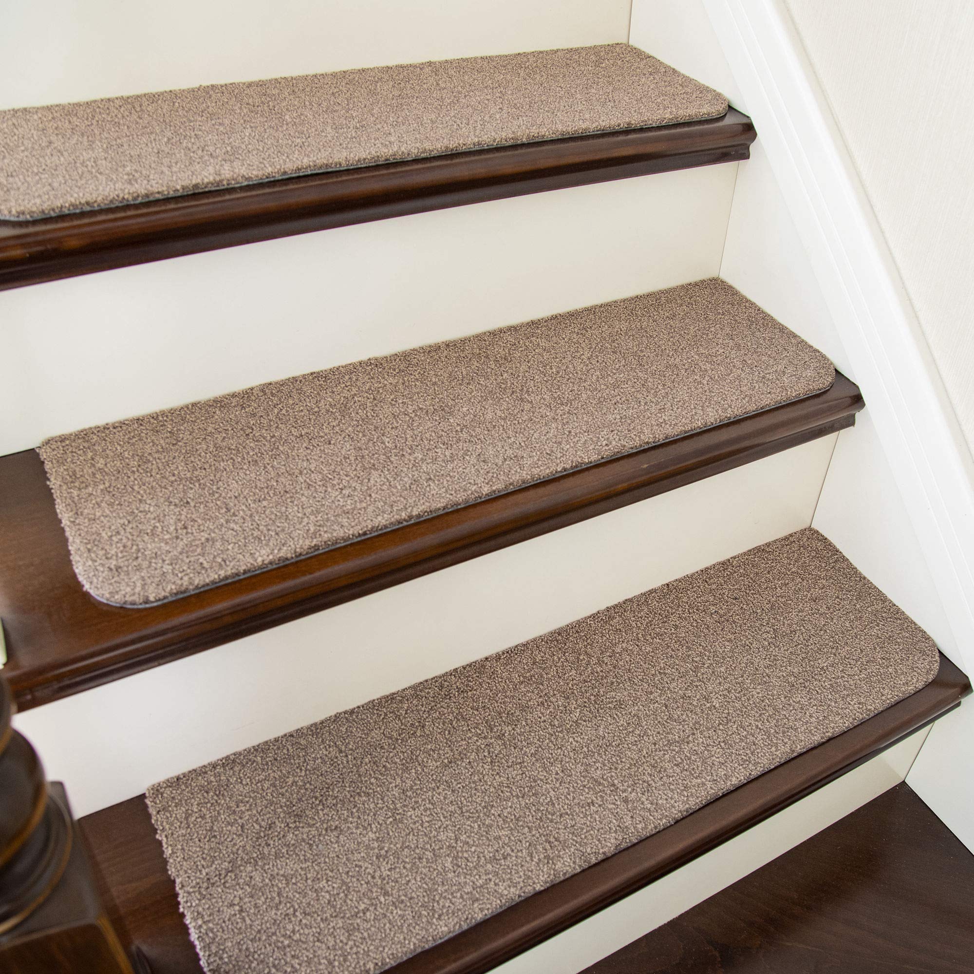 Photo 1 of COSY HOMEER Stair Treads Non-Slip Carpet Mat 28inX9in Indoor Stair Runners for Wooden Steps, Stair Rugs for Kids and Dogs, 100% Polyester TPE Backing 7pcs,Beige,Protect Floor