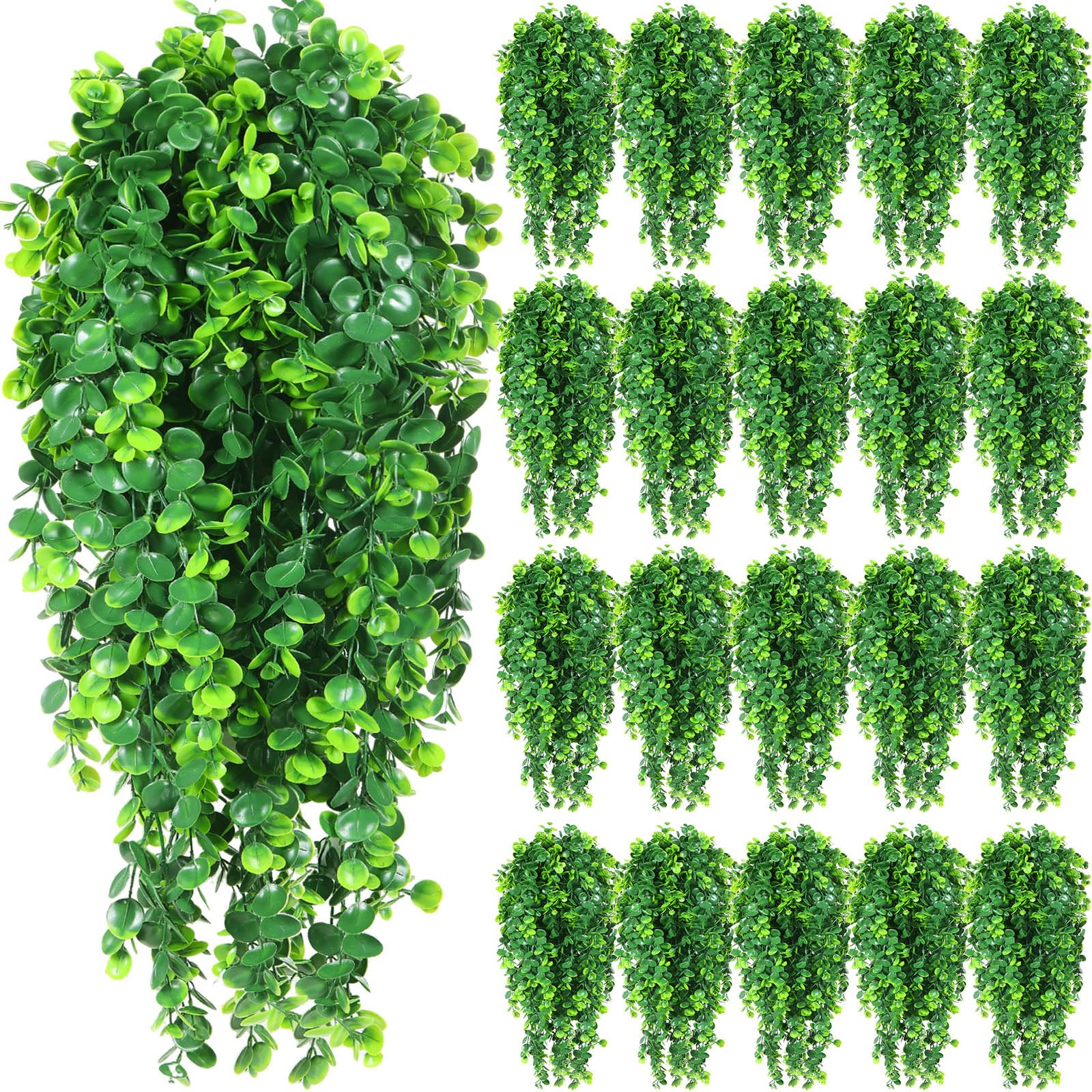 Photo 1 of Hoteam 24 Pcs Artificial Hanging Plants Fake Ivy Vines with Fake Leaves Patio Artificial Plants Greenery for Living Room Indoor Outdoor House Wall, No Basket (Fresh)