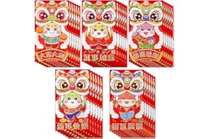 HXXF Red Envelopes, 30PCS Chinese Red Envelopes, 2025 Year of the Snake Money Envelopes for Cash, Chinese Envelopes for Money, Lucky Money Envelopes, Hong Bao for Chinese New Year, Spring Festival