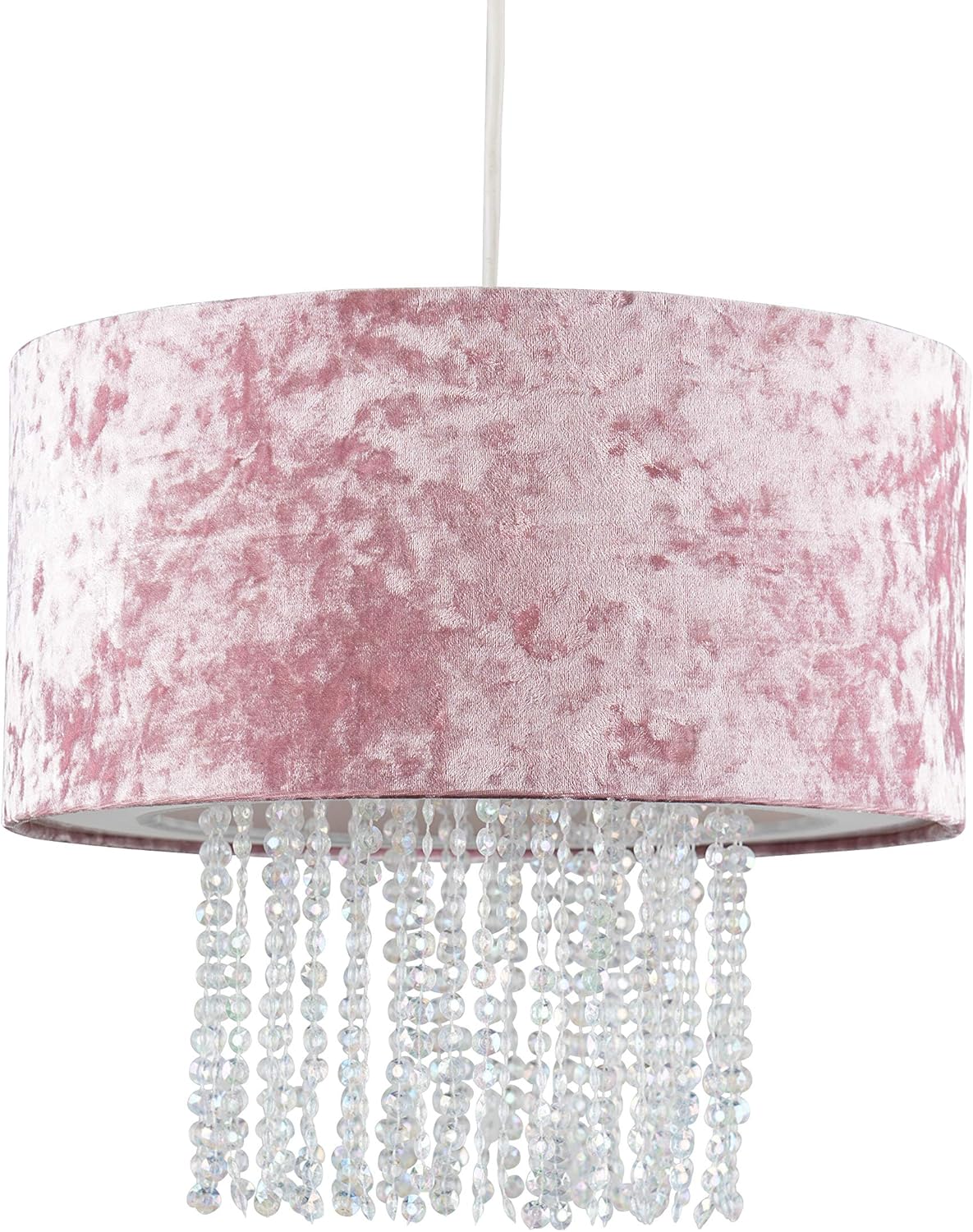 Modern Pink Velvet Cylinder Ceiling Pendant Light Shade with Clear