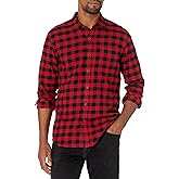 Amazon Essentials Men's Flannel Shirts Long Sleeve, Slim-Fit Button Down Plaid