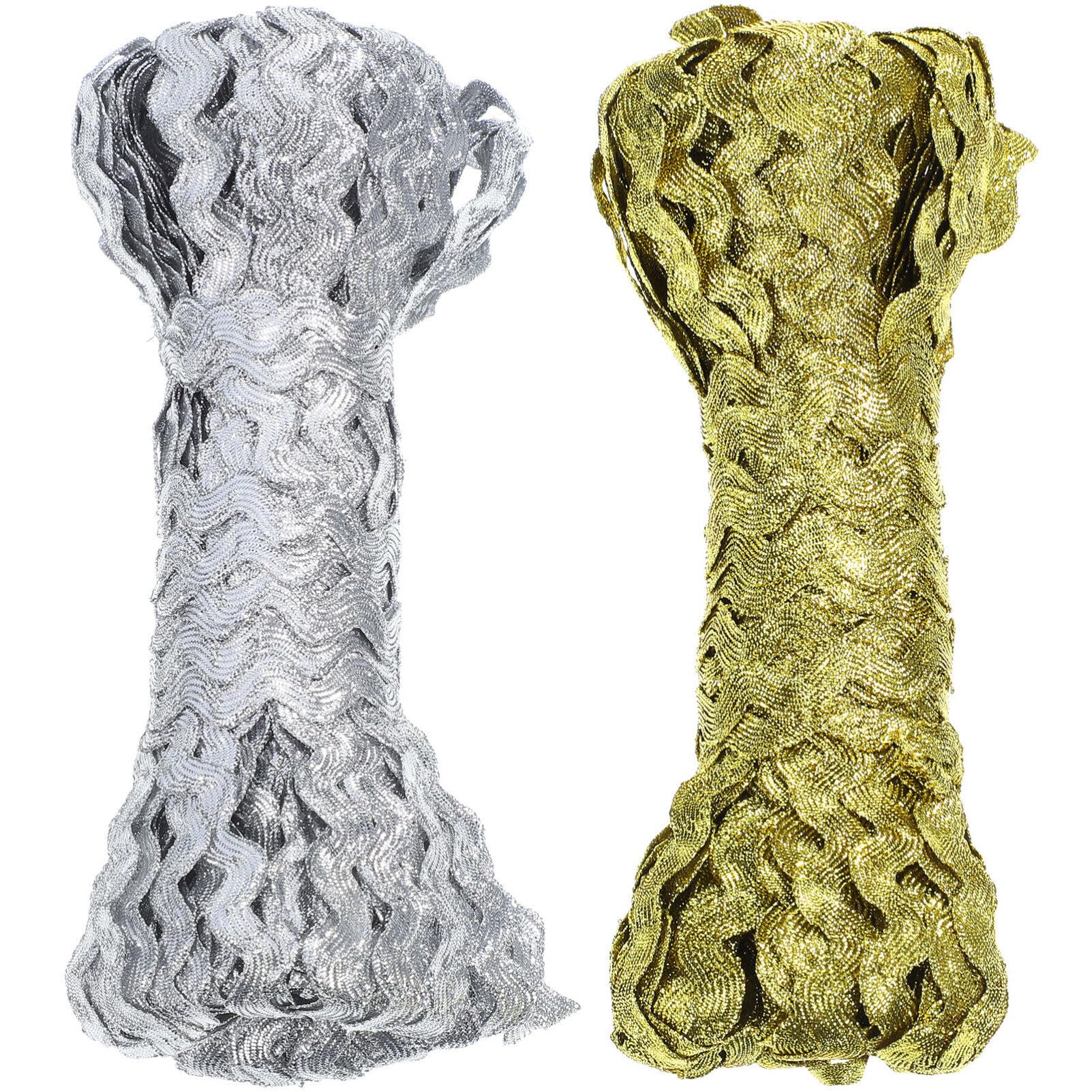 Lurrose 2 Rolls Gimp Braid Trim Fabric Trim Lace Trim Ribbon Trim for Sewing Woven Gimp Braid Trim Decorative Trim for Costume DIY Crafts Curtain Decoration